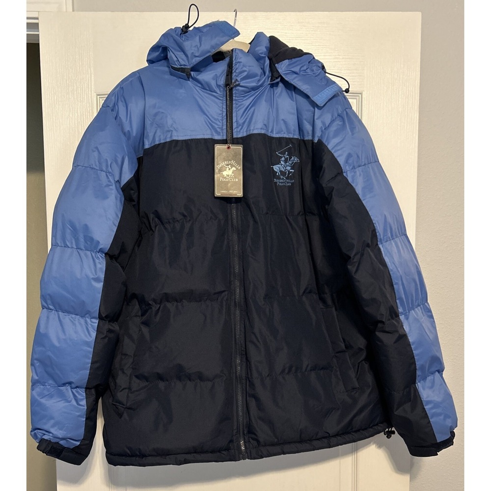Beverly Hills Polo Club Mens XL Puffer Jacket Winter Coat w/ Removable Hood NEW